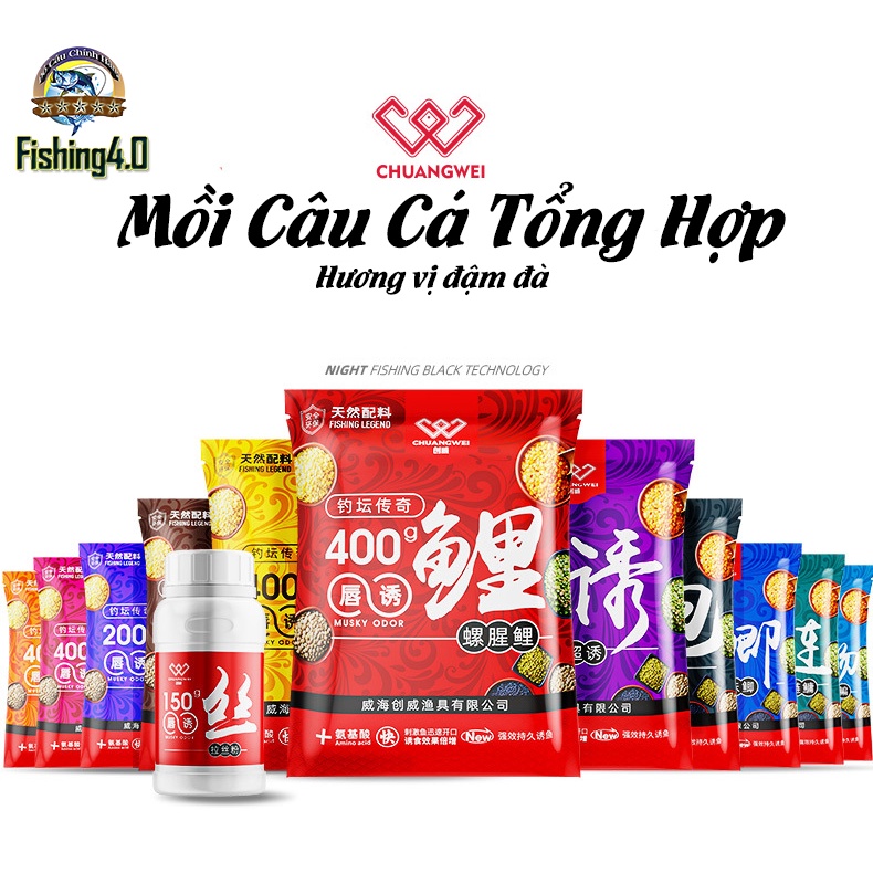 Mồi Cấu cá Cám Chuangwei Tổng Hợp chuyên Rô phi, chép, Trắm ốc, Trắm trắng, Cá mè, CCCCW