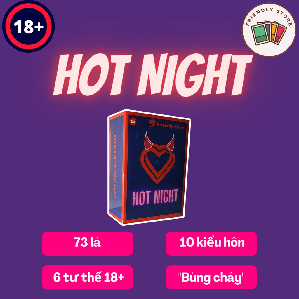 Bộ bài tình yêu "Hot Night" - Board Game, Card Game 18 + cho cặp đôi hẹn hò - MỘT ĐÊM CUỒNG NHIỆT