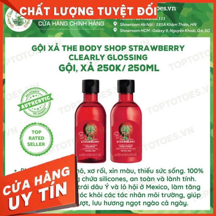 GIẢM GIÁ  Gội xả ủ The Body Shop Strawberry/ Shea Butter/ Green Tea cho tóc mềm thơm, chắc khỏe GIẢM GIÁ