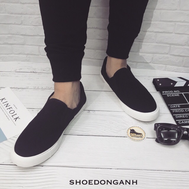 Giày lười nam giày vải nam slipon màu đen | BigBuy360 - bigbuy360.vn
