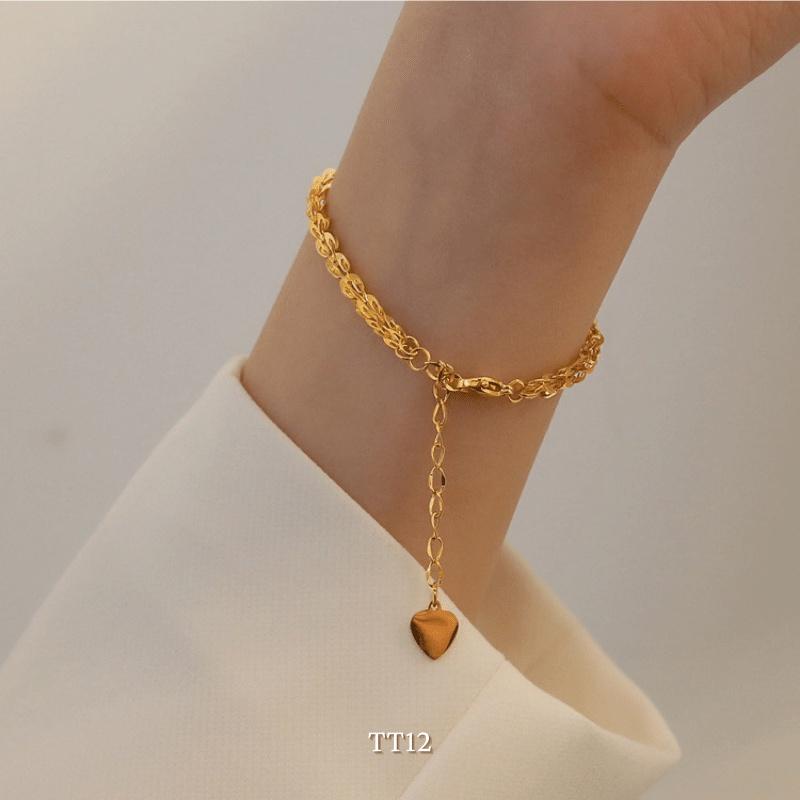 [KHÔNG ĐEN GỈ] Vòng tay thép Titan mạ vàng 18K mắt xích đuôi Phượng Mely TT12