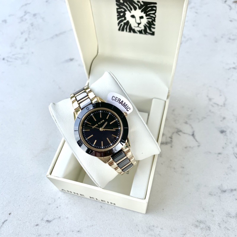 Đồng hồ nữ ANNE KLEIN dây demi ceramic và kim loại model AK/3160BKGB