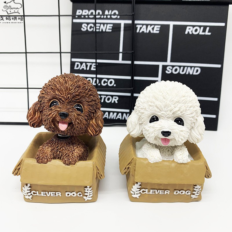 Phụ kiện trang trí bánh kem hình cún poodle bằng nhựa