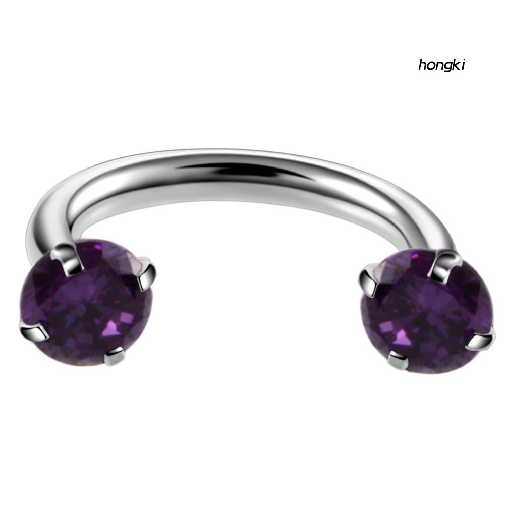 Khuyên mũi chữ U đính đá zircon nhiều màu sắc cá tính thời trang