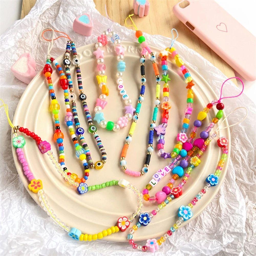 Glees Dây Treo Điện Thoại Xâu Hạt Cười Nhiều Màu Chống Thất Lạc