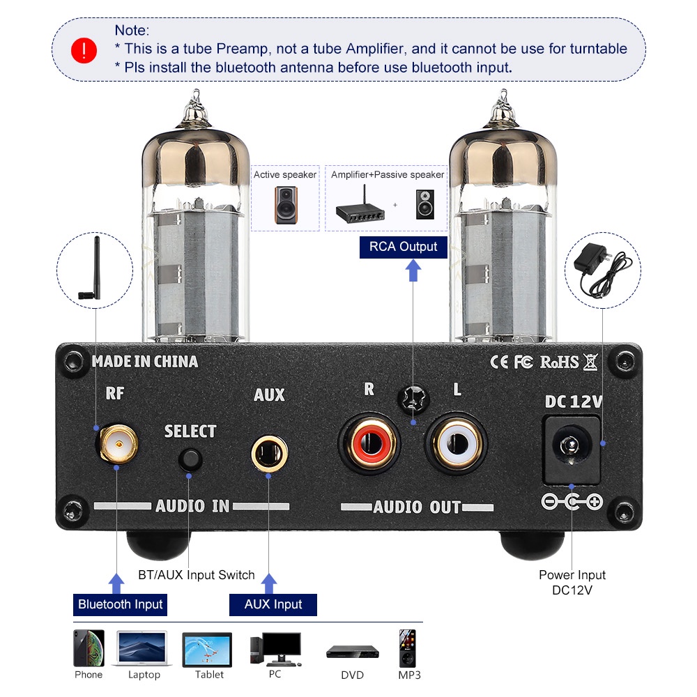 Bộ Khuếch Đại Âm Thanh A3 PRO 6K4 Bluetooth 5.0 DC12V HiFi Và Phụ Kiện