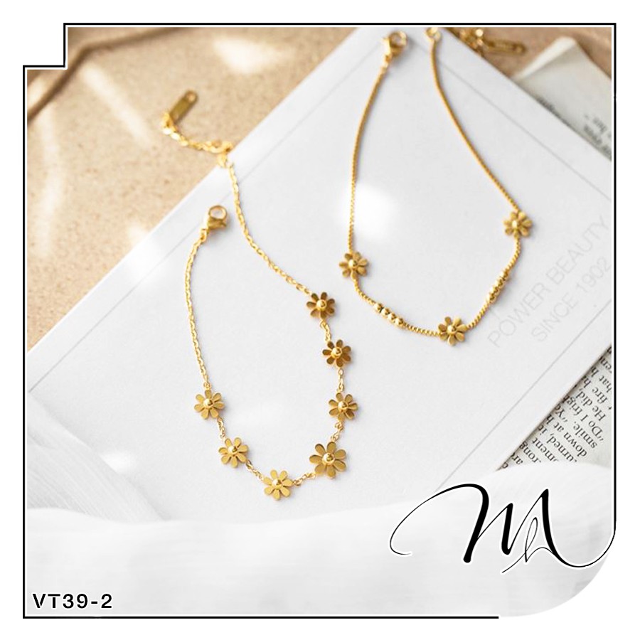 Lắc chân nữ Titan 7 hoa cúc nhí xinh xắn - Măng’s House LC03-2