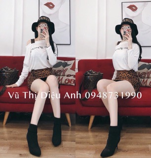 Set Áo lệch vai kèm Chân váy da beo (2 màu ảnh thật)