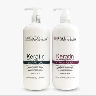 Dầu gội xả Calodia Keratin phục hồi tóc hư tổn 500mlx2 ( mẫu mới)