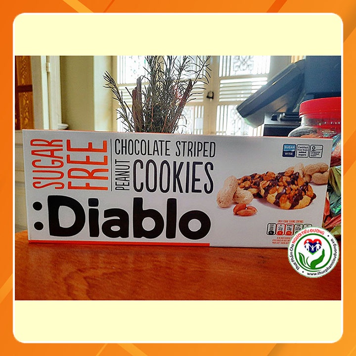 Bánh cookies mềm không đường đậu phộng và sốt sôcôla Diablo hộp 150g (dành cho người ăn kiêng, tiểu đường)