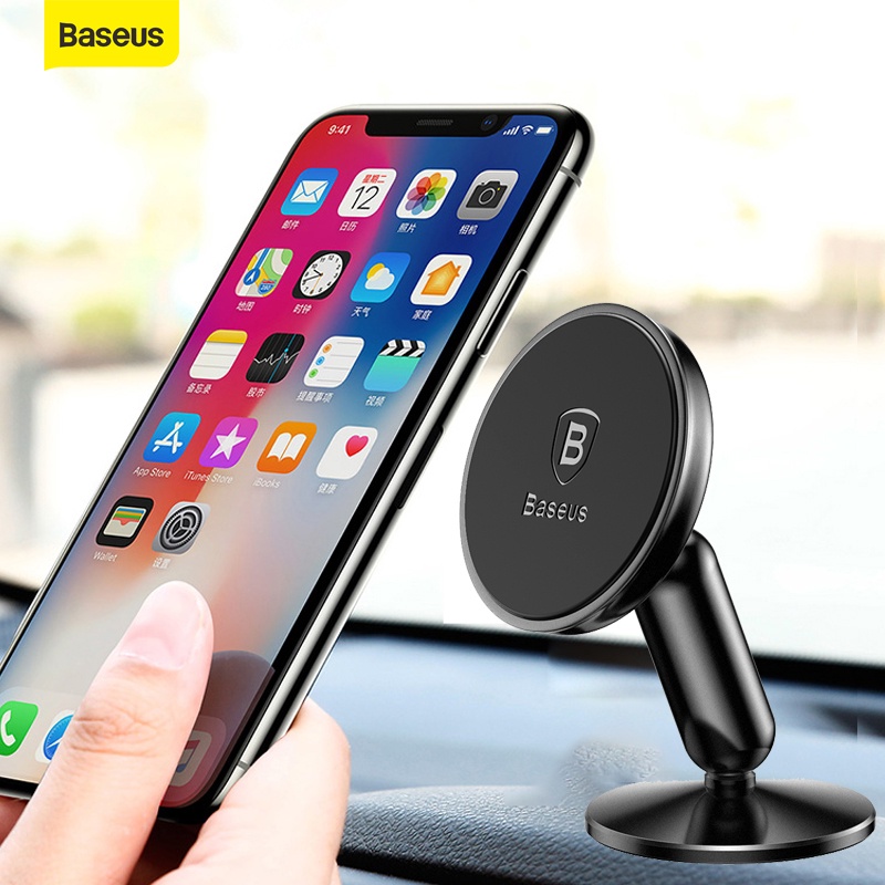 Giá Đỡ Điện Thoại Baseus Có Nam Châm Xoay 360 Độ Dùng Trên Xe Hơi Cho iPhone Xiaomi Huawei Samsung