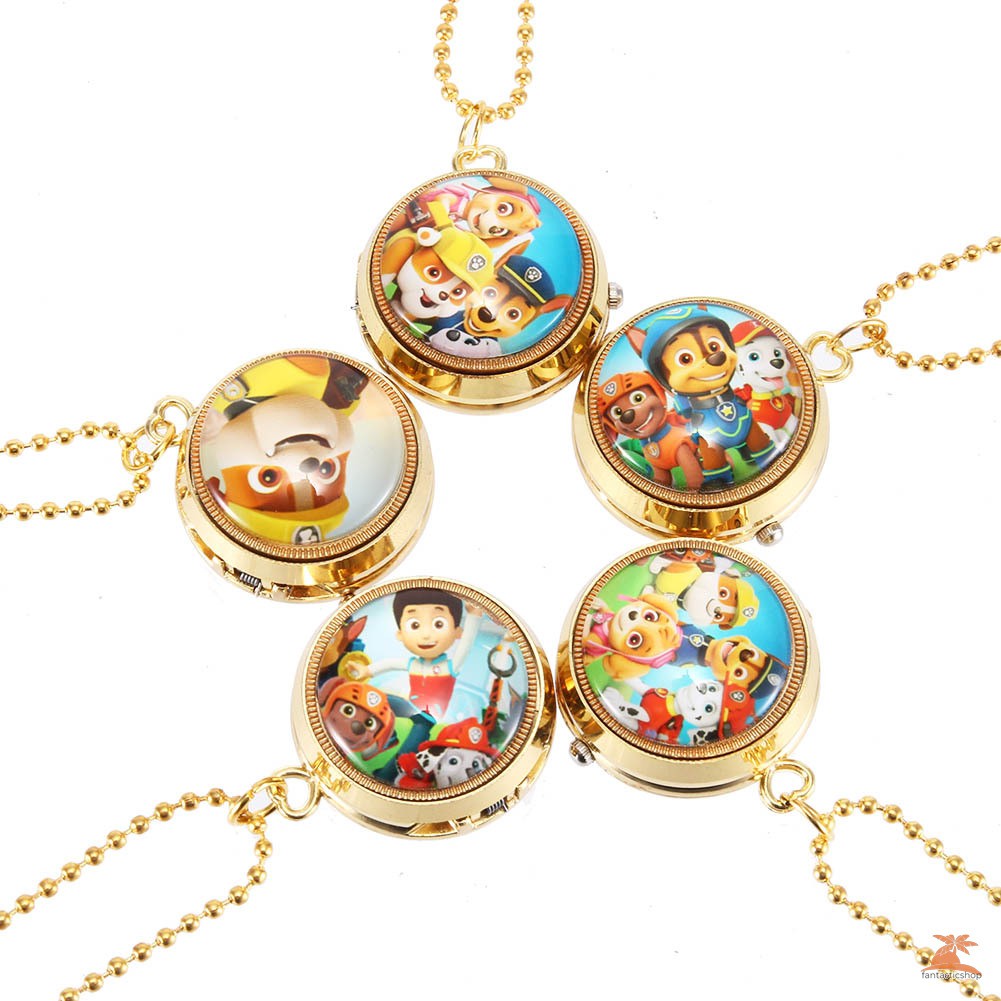 #Đồng hồ bỏ túi# Cute Cartoon Flip Retro Pocket Watch Anime Figure Necklace Hanging Watch Child Watches