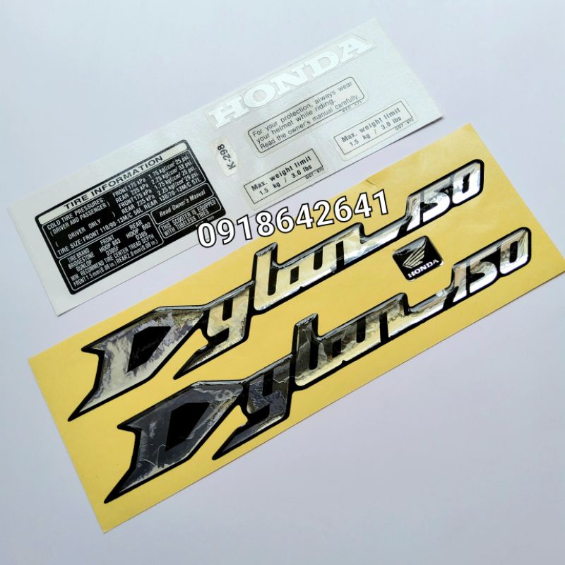 Bộ tem chữ Dylan 150 kèm thông số như zin - Màu đen