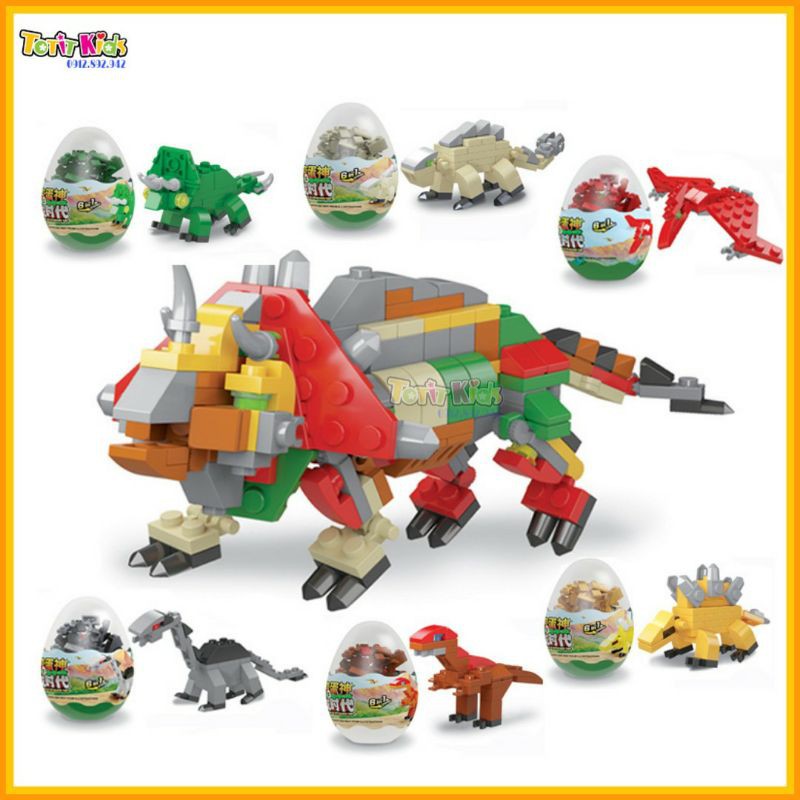 [Mã SRJULY1619 giảm 15K đơn 50K] ( Free ship) Đồ chơi trứng lego khủng long, đồ chơi lắp ráp, xếp hình