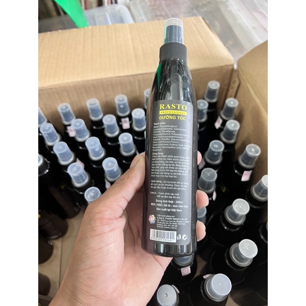Nước xịt dưỡng tóc rasitocollagien hương nước hoa chai màu đen 250ml siêu mềm mượt phục hồi hư tổn chống khô sơ trẻ ngọn