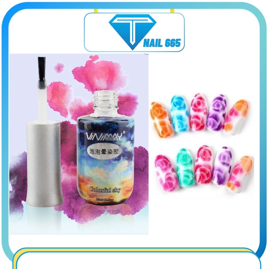 Top loang VINIMAY chính hãng , Sơn gel tạo loang vẽ móng tay nail chai 15ml