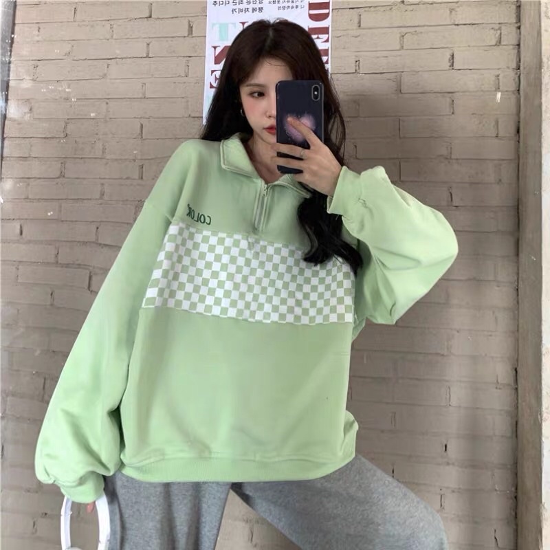 🔺Áo phông nữ có cổ hàng cao cấp form rộng kẻ caro | BigBuy360 - bigbuy360.vn