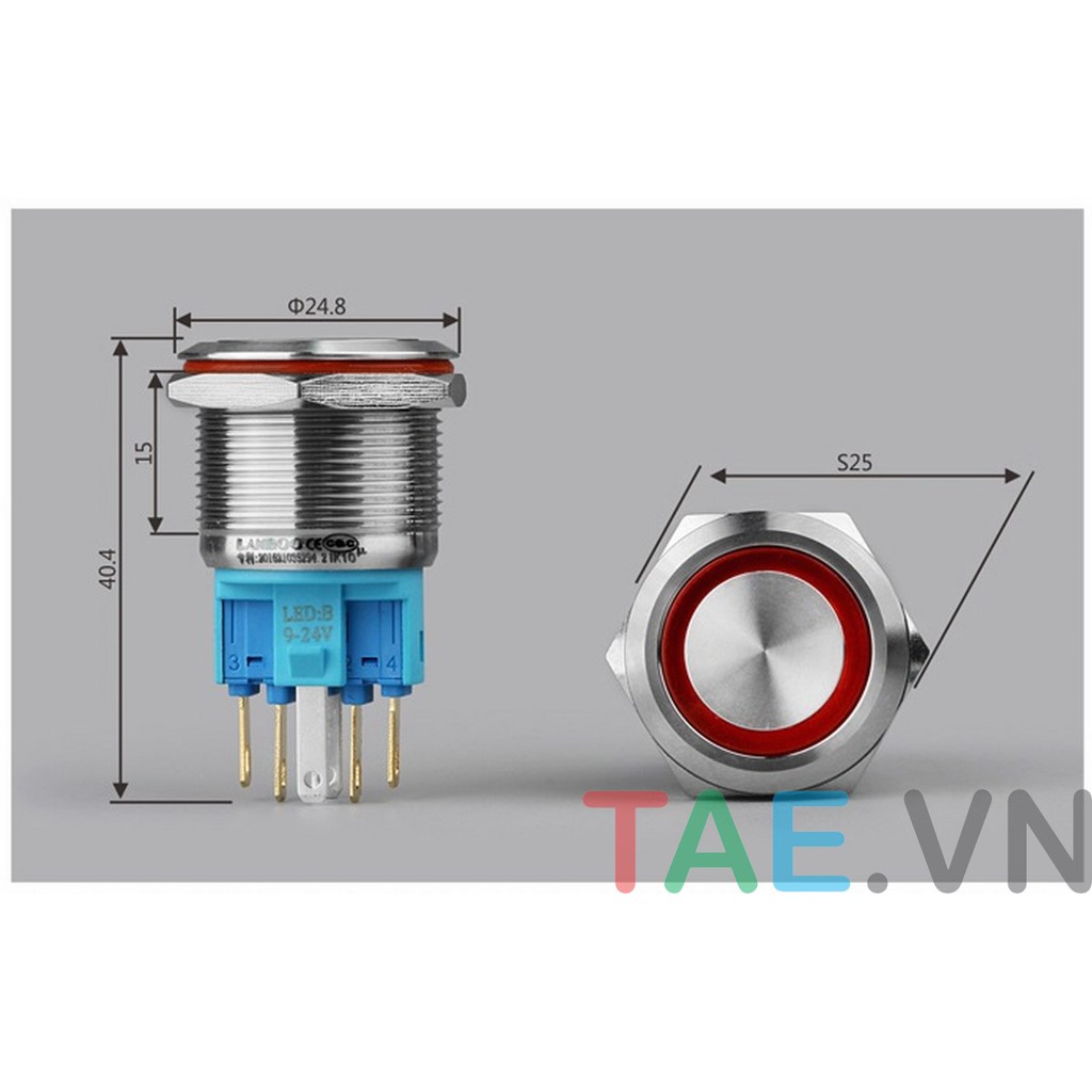 Nút Nhấn Kim Loại Có Đèn 22mm