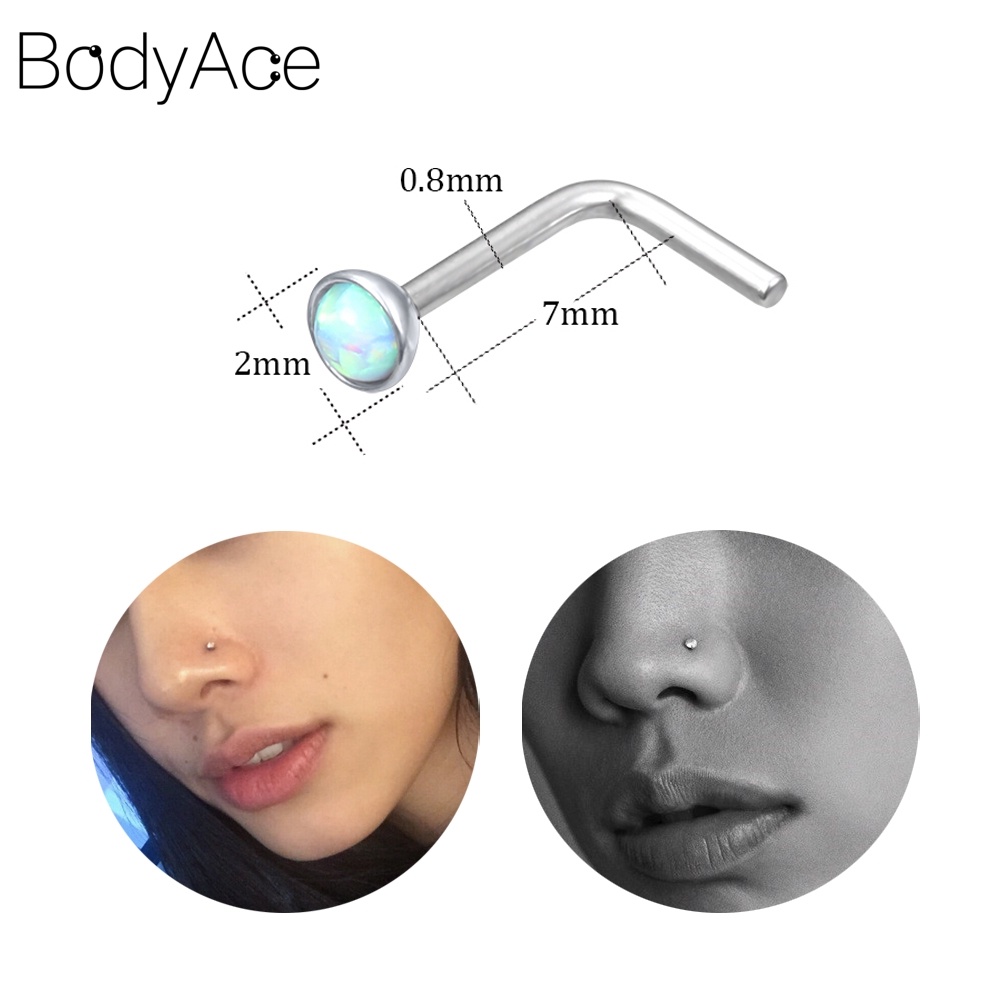 Khuyên mũi hình chữ L bằng thép không gỉ độc đáo