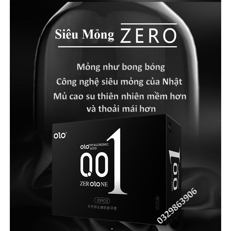 10c Bao cao su OLO 001 siêu mỏng nhất thế giới Mỏng như không màu đen BCS002