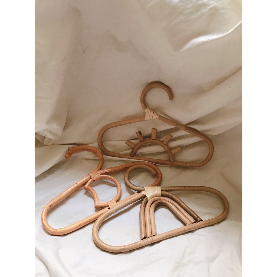 Combo Móc áo mây trẻ em hình mặt trời, mặt trăng và đám mây phong cách boho - Rattan Hanger Rộng 26* cao 18cm
