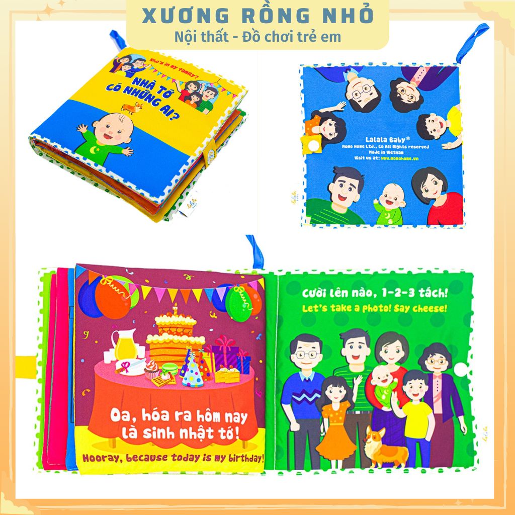 Trọn bộ sách vải cho bé sơ sinh 0 - 4 tuổi Lalala Baby - sách vải an toàn cho bé tương tác - Xương Rồng Nhỏ