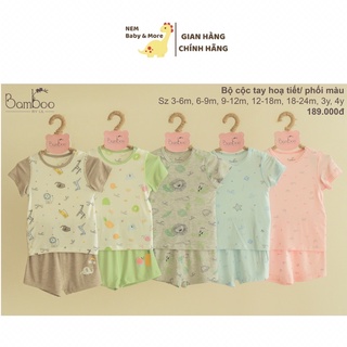 Bộ cộc cài vai Bamboo by LIL vải sợi tre họa tiết cực yêu cho bé