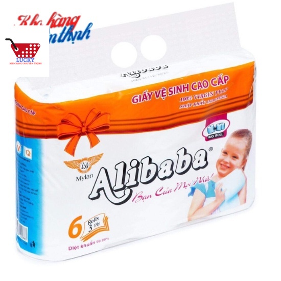 Combo 6 Cuộn giấy vệ sinh Alibaba không lõi-Hàng công ty Mylan