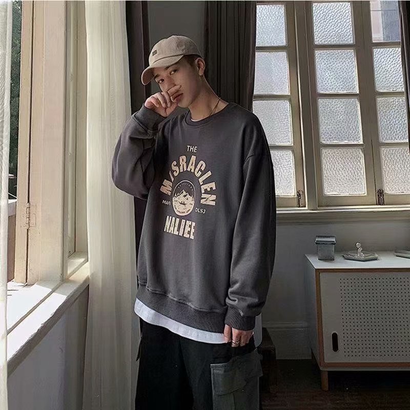 Áo Sweater Tay Dài Cổ Tròn Dáng Rộng Phong Cách Hiphop Thời Trang Xuân Thu Cho Nam