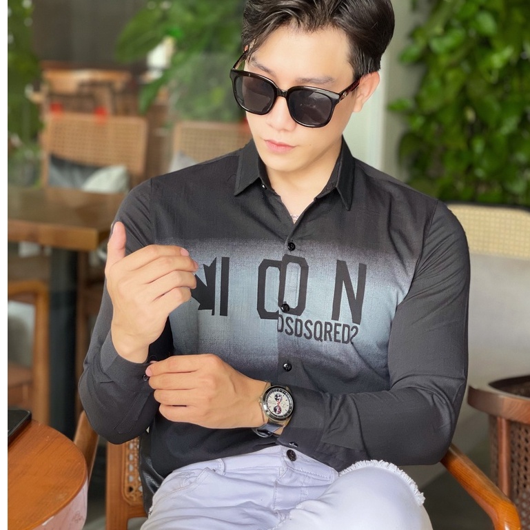 Áo sơ mi ĐŨI nam dài tay mẫu mới hoạ tiết phối I.CON thời trang phong cách