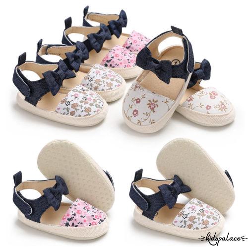 Sandal vải canvas gắn nơ xinh xắn cho bé