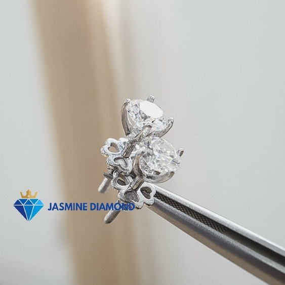 Bông tai Kim cương Moissanite bạc 925 xi bạch kim sang trọng - Mẫu số 4