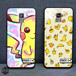Ốp lưng kính cường lực Samsung Galaxy J6 2018 pikachu đa màu sắc