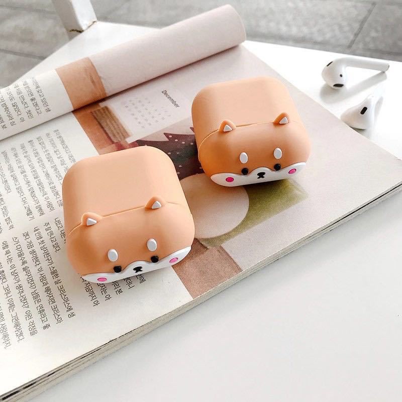 ✔️Case Vỏ Bọc Airpod 2 Đựng Tai Nghe Airpods 1 2 Pro chó Shiba nằm Chất Liệu Silicon Cao Cấp Cực Xinh