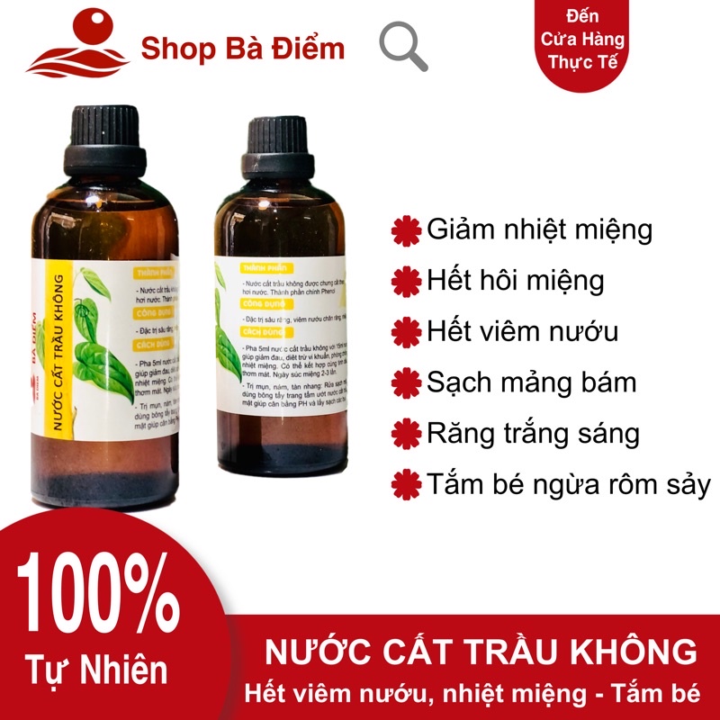 Nước Cất Trầu Không Tắm Bé, Nước Trầu Không Giảm Nhiệt Miệng, Hôi Miệng, Sâu Răng, Viem Nướu Lợi  - shop Bà Điểm