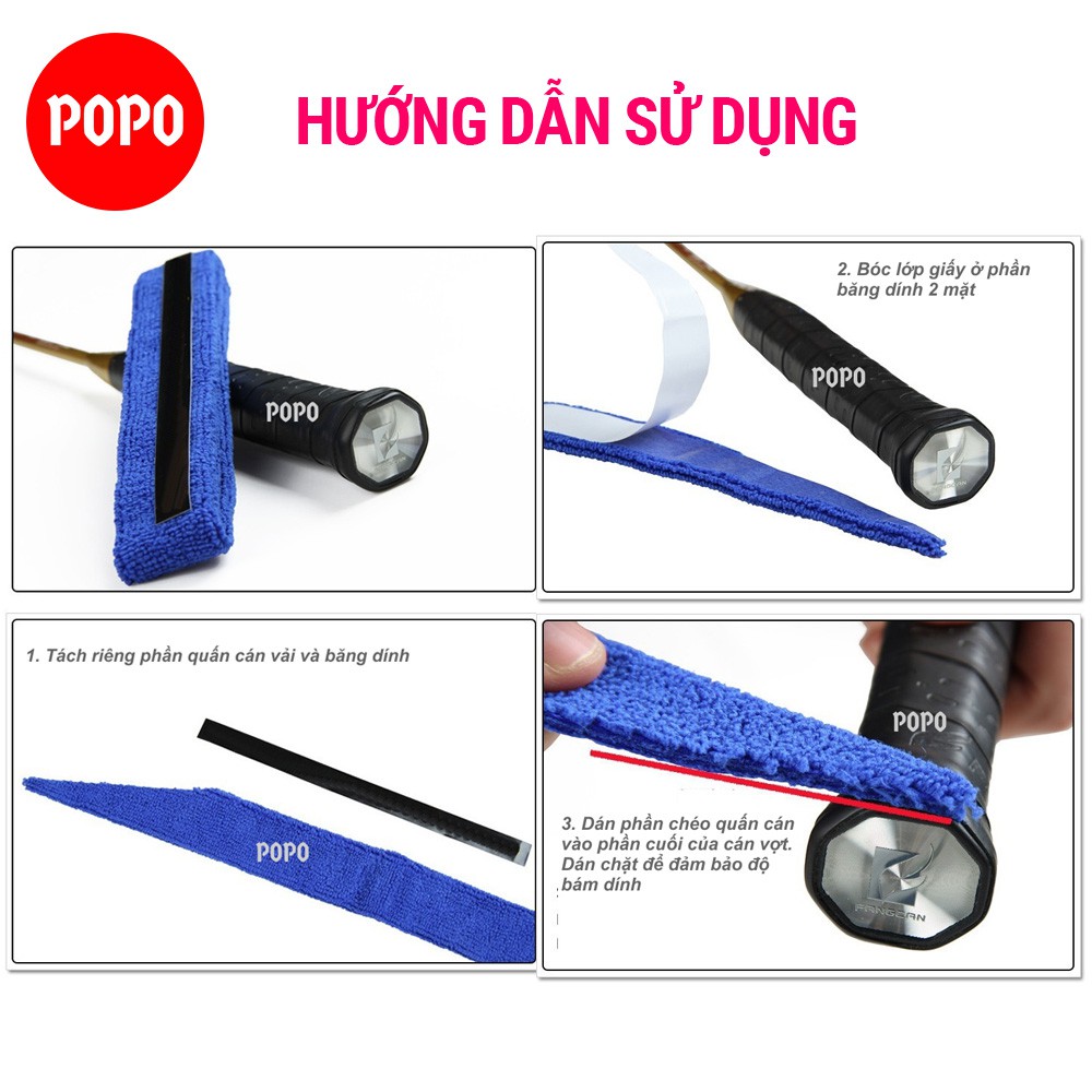 Quấn cán vải cầu lông (1 cuộn lớn) POPO 1135 chất liệu thoáng khí, thoát mồ hôi, mềm mại