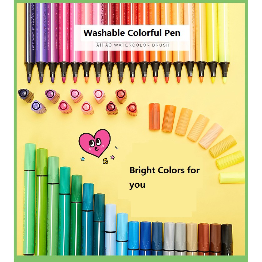 Bút nước tô màu học sinh set 12/ 18/ 24/ 36 màu, màu sắc tươi tắn, dễ dàng rửa sạch, an toàn cho người sử dụng.