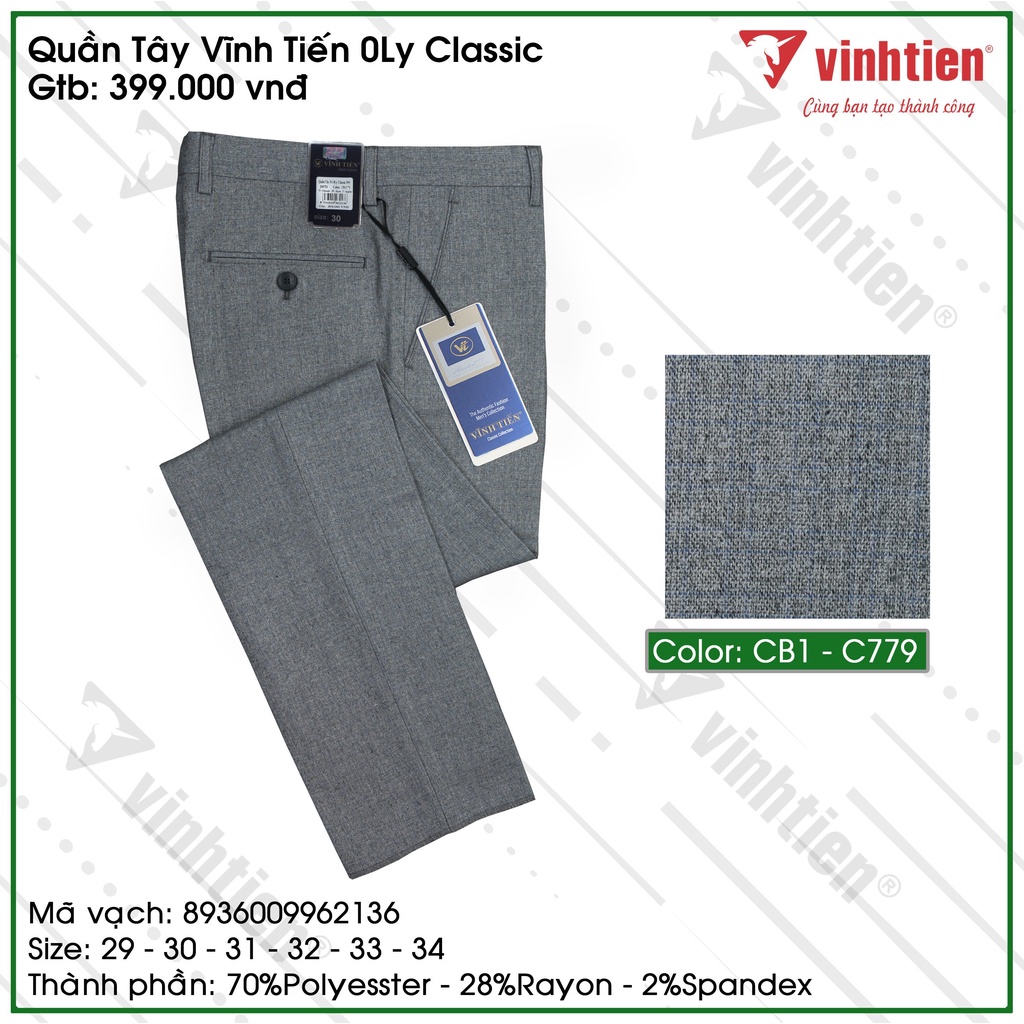 Quần Tây Công Sở Nam 0ly Classic Vĩnh Tiến 399