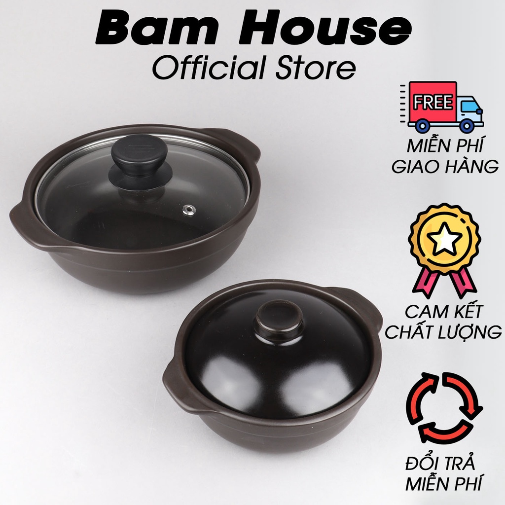 Nồi đất tráng men kho thịt cá Bam House dung tích 800ml bền chắc cao cấp ND01 – Gia dụng bếp