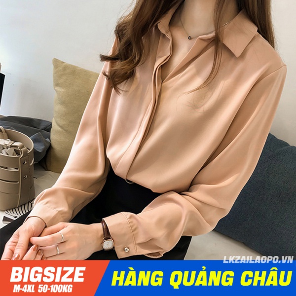 Áo sơ mi công sở ⚡️𝐁𝐈𝐆𝐒𝐈𝐙𝐄⚡️ Áo basic nữ trơn tay dài from rộng mùa thu Hàn Quốc trẻ trung năng động cho người mập béo | BigBuy360 - bigbuy360.vn