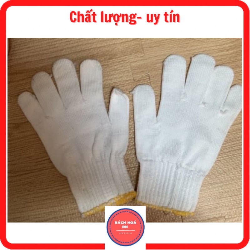 Găng tay lao động (1 đôi) Găng tay bảo hộ sợi len màu kem 50g
