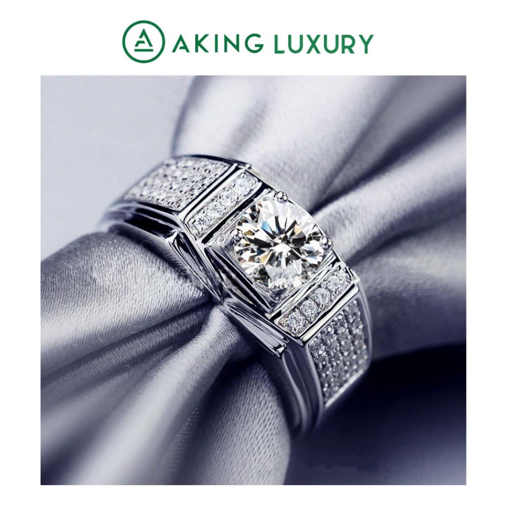 Nhẫn bạc nam  AKING LUXURY AK28 cao cấp, Nhẫn nam đính hôn phong cách sang trọng, lịch lãm