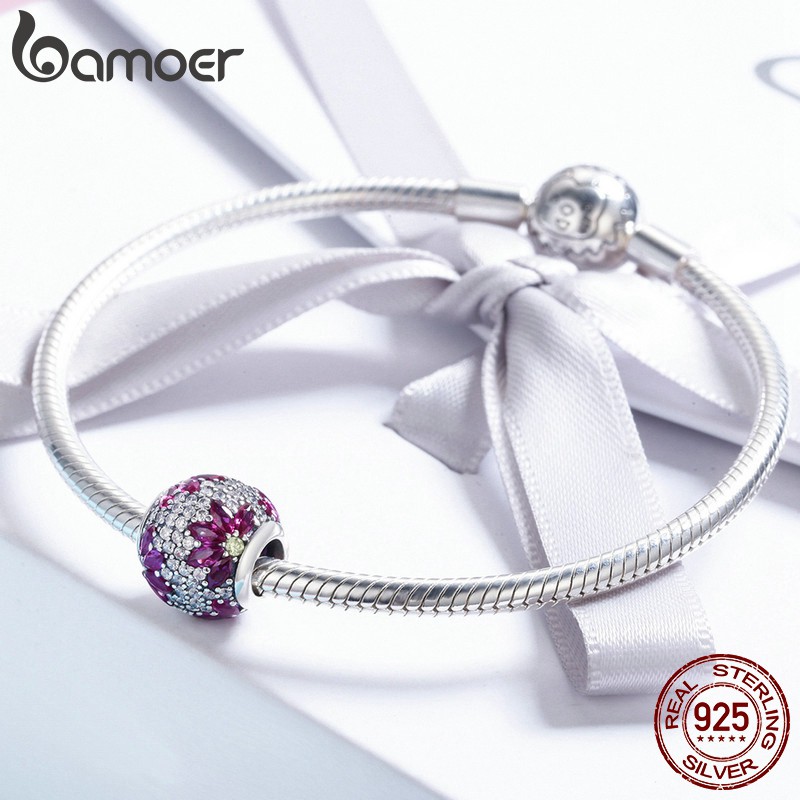 Bamoer Vòng Tay Mạ Bạc 925 Đính Hạt Xinh Xắn Charms