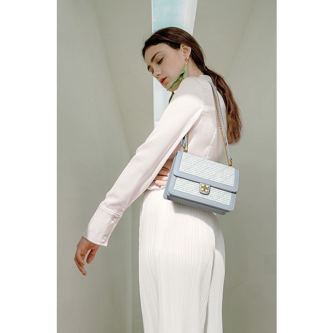 Túi đeo chéo nữ Nucelle đẹp thời trang phối vải Tweed charm hoa ViAnh Store 1171994