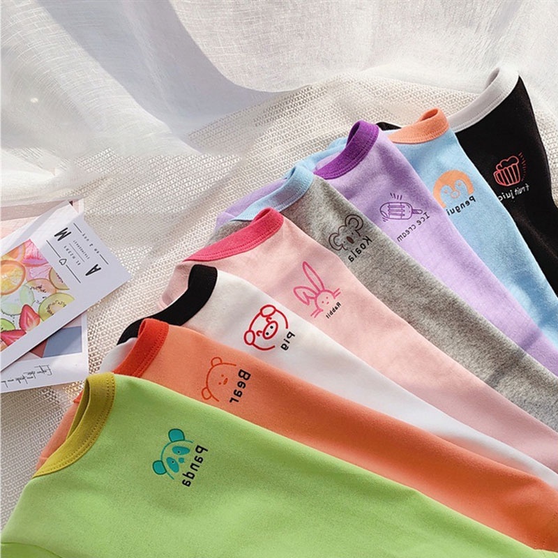 Áo Thun Tay Ngắn Màu Sắc Kẹo Ngọt Cho Bé 1-6 Tuổi