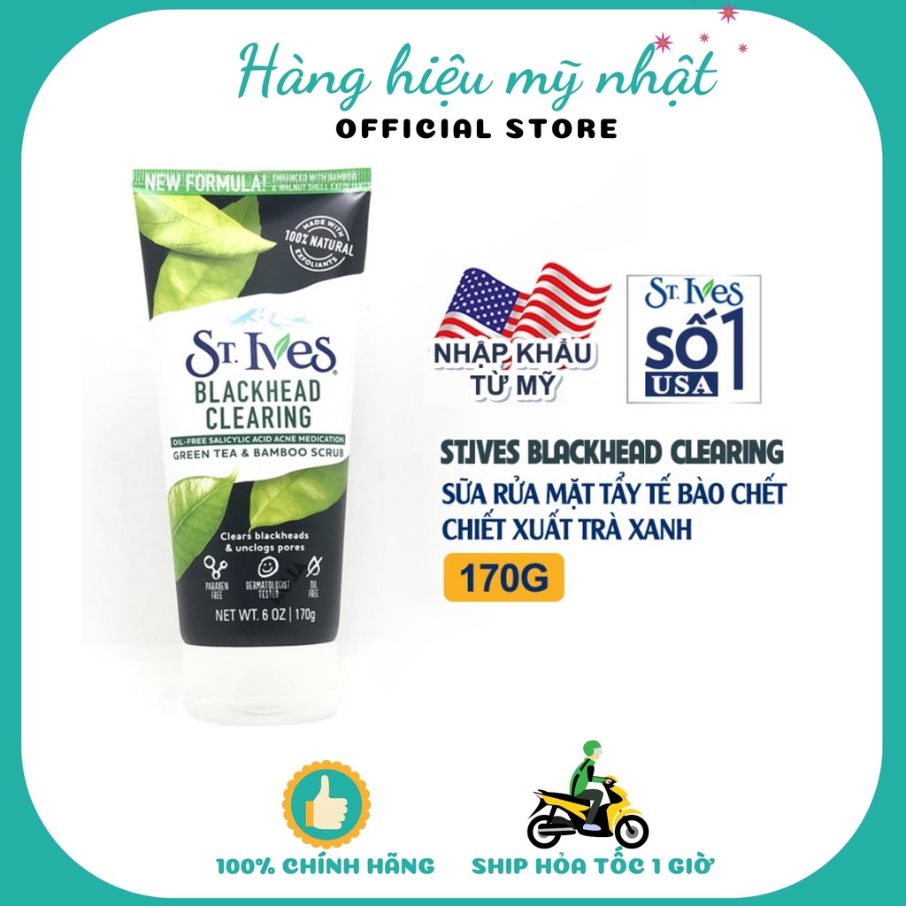 Sữa rửa mặt tẩy tế bào chết ngừa mụn St.Ives Trà Xanh 170g