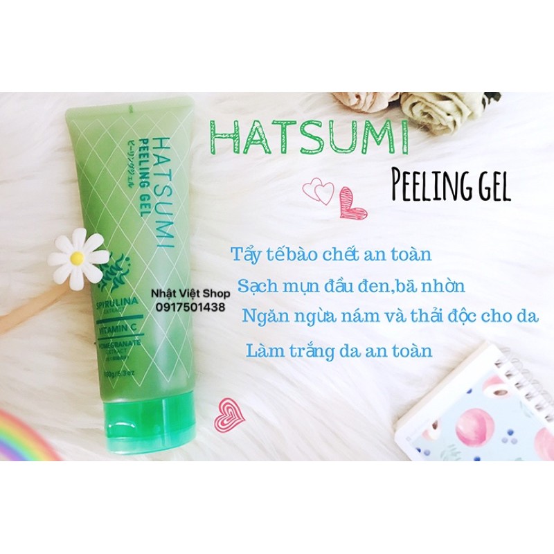 Gel tẩy tế bào chết cho mặt tảo xoắn-Vitamin C ngừa mụn,nám,trắng da Hatsumi Peeling Gel 180g