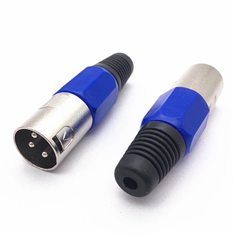 Jack Canon XLR dương vỏ kim loại đuôi cao su màu xanh