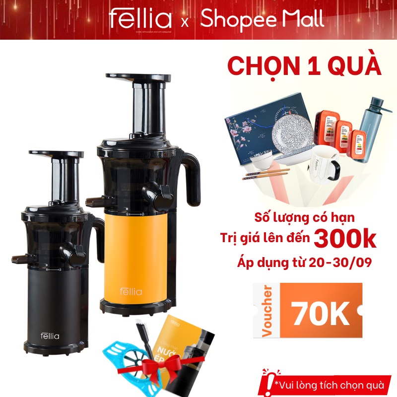 [Mã ELMALL10 giảm 10% đơn 500K] Máy ép trái cây rau củ quả chậm Fellia S264 gọn nhẹ-Bảo hành 18 tháng động cơ máy