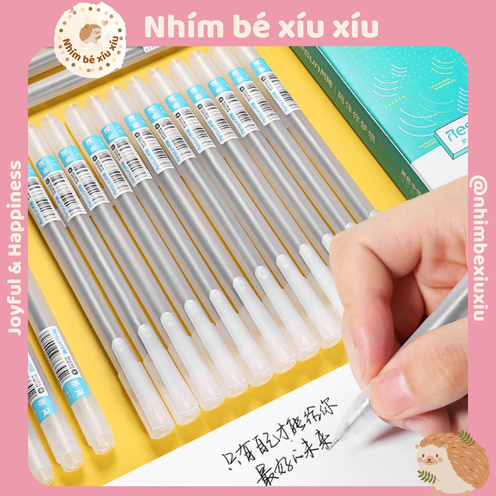 Bút gel Resun 0.5mm chuyên dùng viết take notes cực đẹp êm trơn không tắc mực (Xanh/Đỏ/Đen)